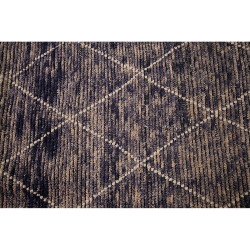 All-Over Trellis Moroccan Area Rug Hand-Knotted Wool Carpet - 4'10"x 9'1"