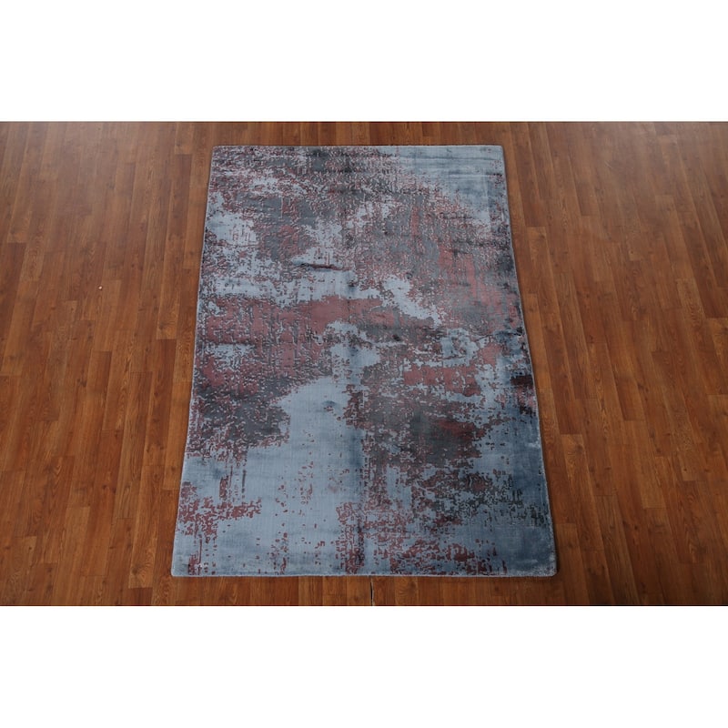 All-Over Abstract Modern Area Rug Handmade Wool Carpet - 4'5"x 6'7"