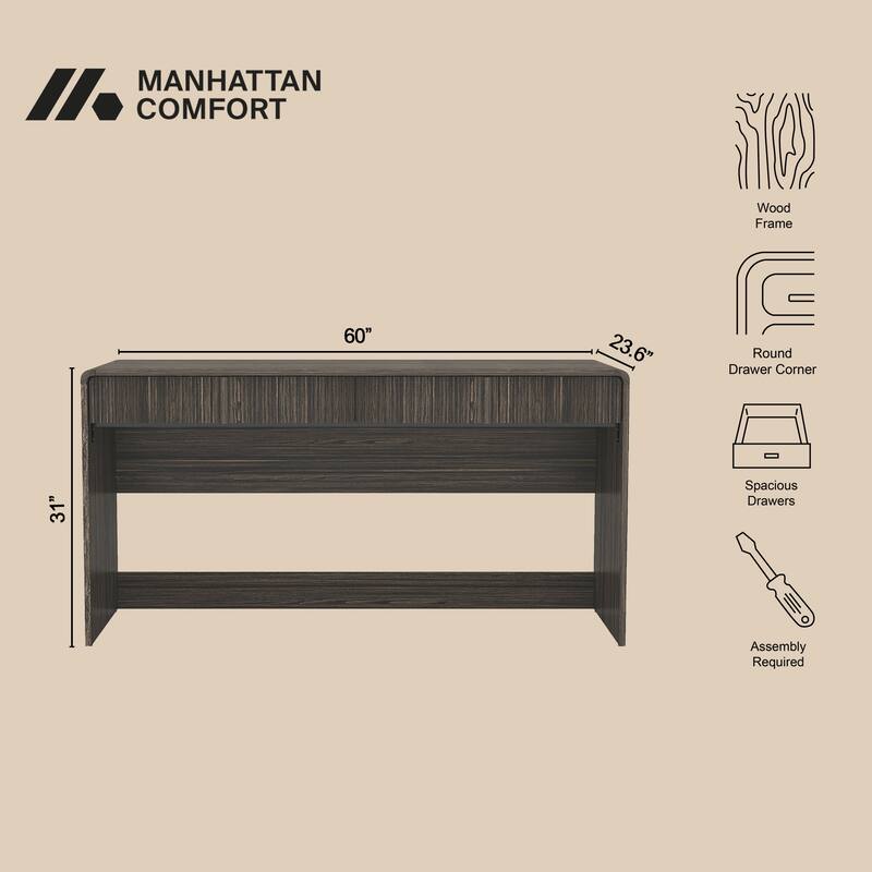 Novara 60 In 2 Drawer Writing Desk