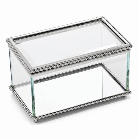 Curata Nickel-Plated Hinged Rectangular Glass Box