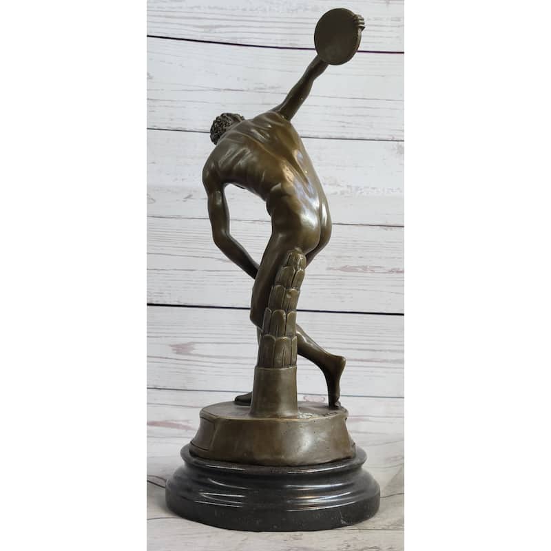 Vintage Grand Tour Bronze Sculpture Of Discus Thrower Discobolos Myron Lost Wax