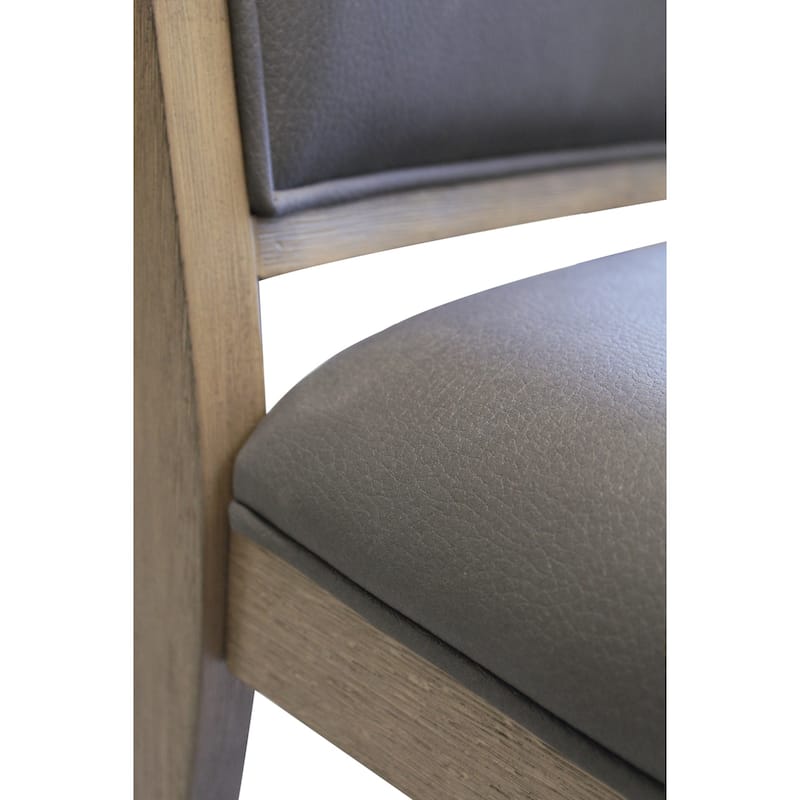 Upholstered Dining Chairs Set of 2 - Gray Parsons Side Chairs with Acacia Wood Legs