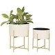preview thumbnail 2 of 50, Iron Contemporary Planter (Set of 2) - S/2 12", 16"H
