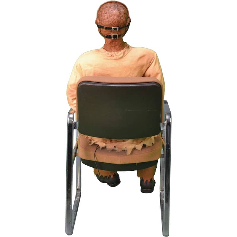 Haunted Hill Farm Twitch the Thrashing Prisoner by Tekky, Sitting Premium Halloween Animatronic, Plug-In or Battery
