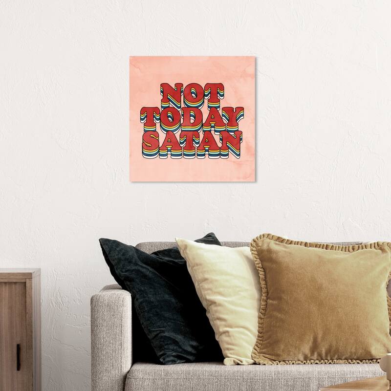 Wynwood Studio 'Not Today Satan' Typography and Quotes Wall Art Canvas Print Funny Quotes and Sayings - Red, Blue