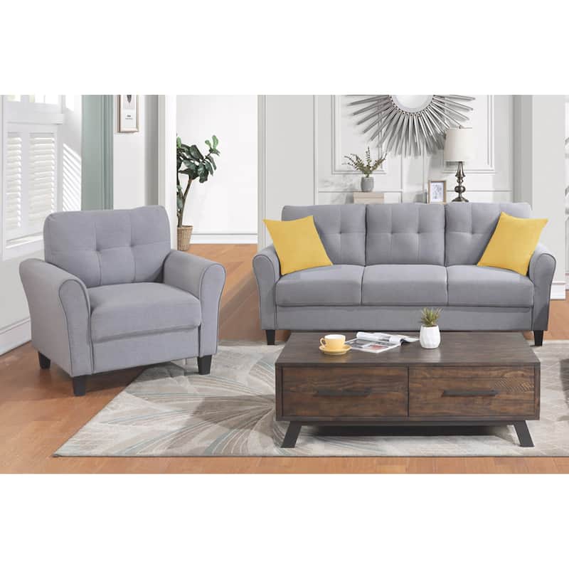 Classic Design Linen Living Room Sofa Set - Bed Bath & Beyond - 37501991