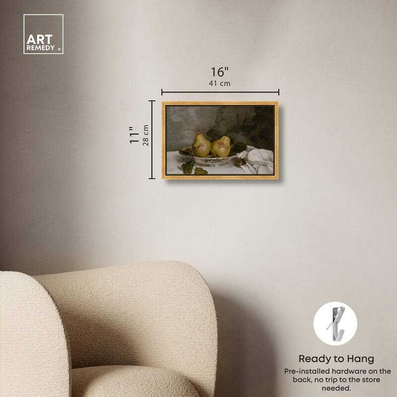 Two Pears in a Silver Bowl Canvas by Art Remedy