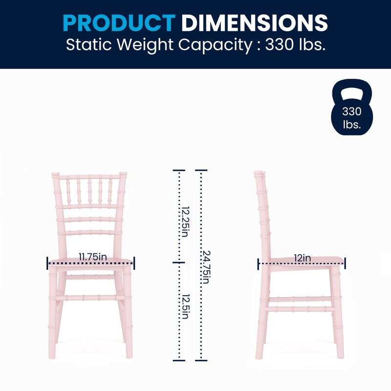 Child's Classic Resin Chiavari Chair for All Occasions - 12"D x 12"W x 24.75"H