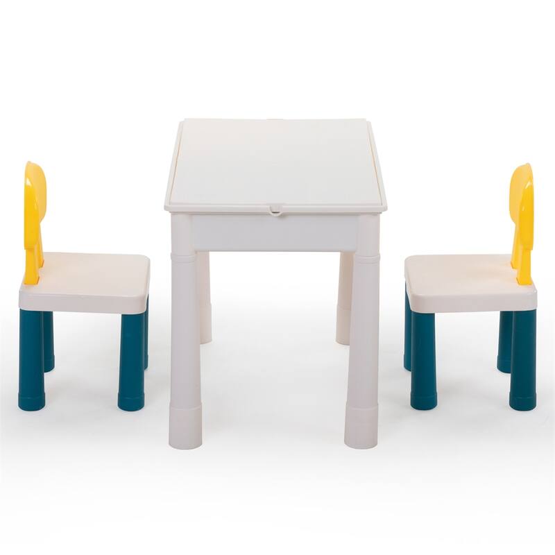Children's Building Blocks Desk and Chair Set with DIY Building Blocks