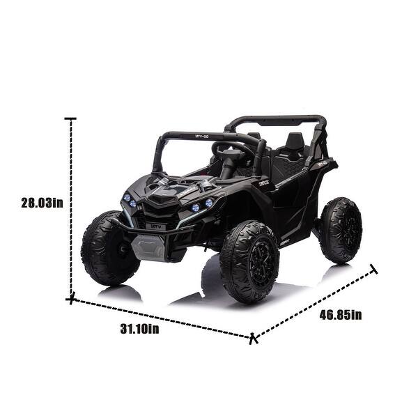 dimension image slide 1 of 5, 24V Kids Ride On UTV with Remote Control, Large Wheels, Slow Start & Adjustable Volume for Ages 3+