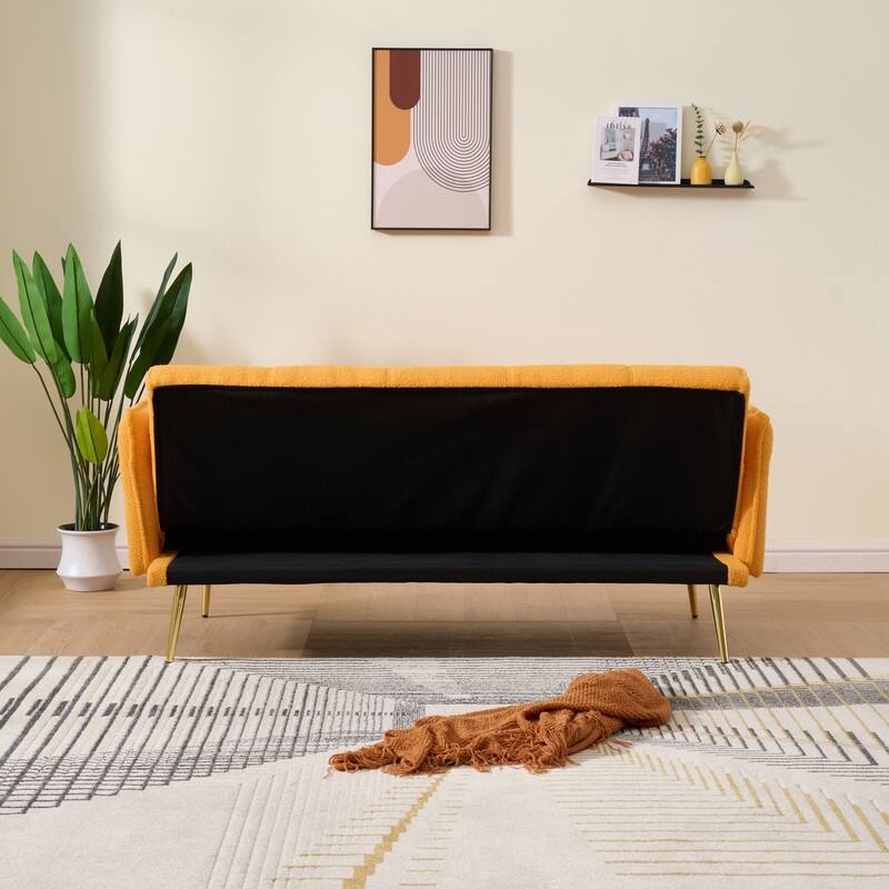 79.92" Teddy Velvet Upholstered Sofa Bed with Adjustable Back and Armrests