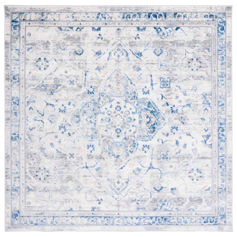 SAFAVIEH Shivan Pervin Vintage Oriental Medallion Rug - 6'7" Square - Ivory/Blue