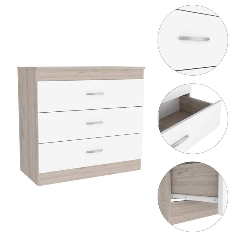 3 Drawer Dresser, Superior Top, Metal Hardware