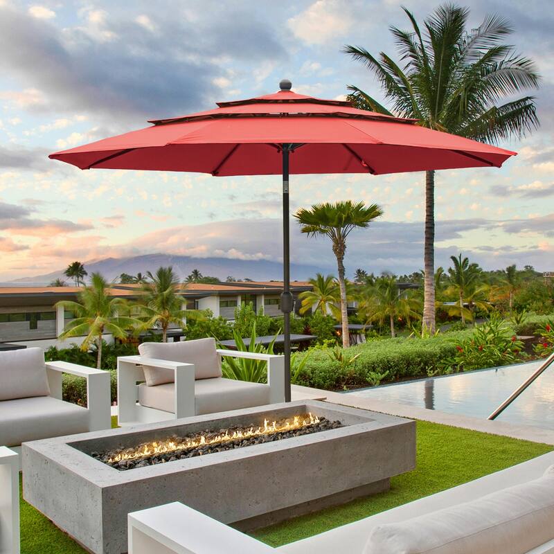 Aoodor Patio Umbrella 10 ft. for Dining Table Outdoor Market Yard Use 3 Tier Ventilation (Umbrella only)