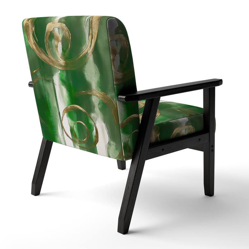 Designart "Mettalic Indigo And Gold II" Upholstered Abstract Accent Chair - Glam Arm Chair For Living Room