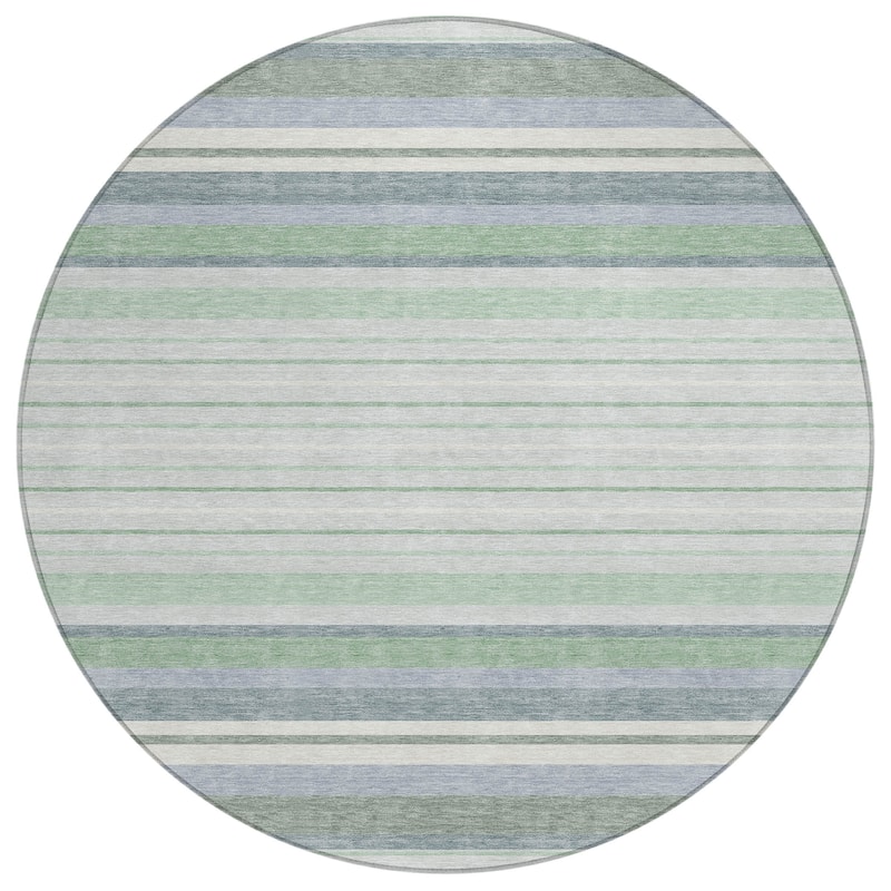 Machine Washable Indoor/ Outdoor Modern Stripes Chantille Rug