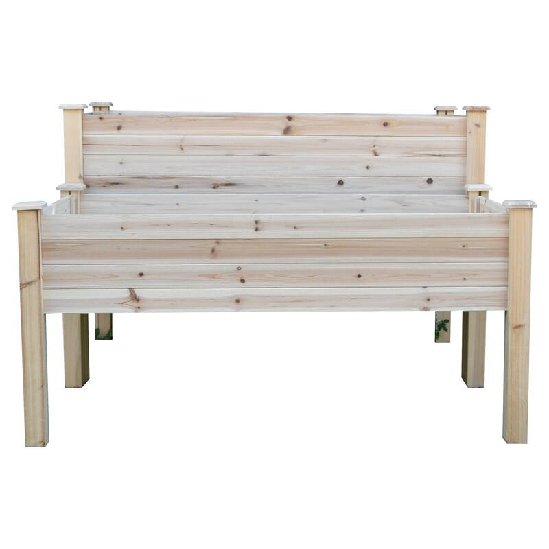Outsunny 2-Level Raised Garden Bed Large Outdoor Planter Box with Drainage Holes, Thick Legs