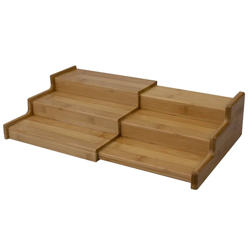 Home Basics Expandable 3 Tier Step Spice Rack Organizer, Natural, 8.25x8.75x3.25 Inches - 8.25x8.75x3.25 Inches