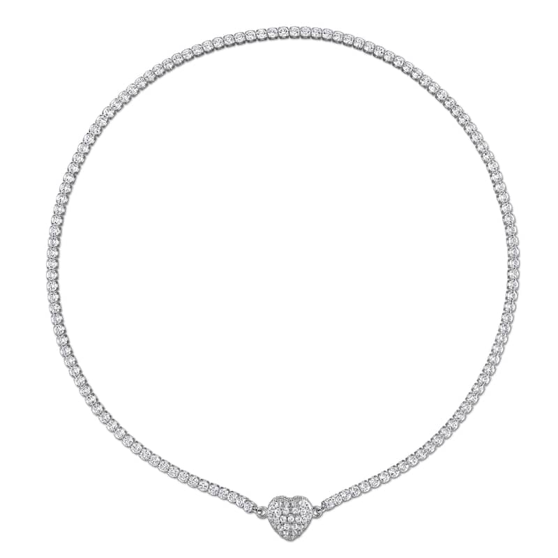 Miadora 23ct TGW Created White Sapphire Necklace Tennis Bracelet in Sterling Silver