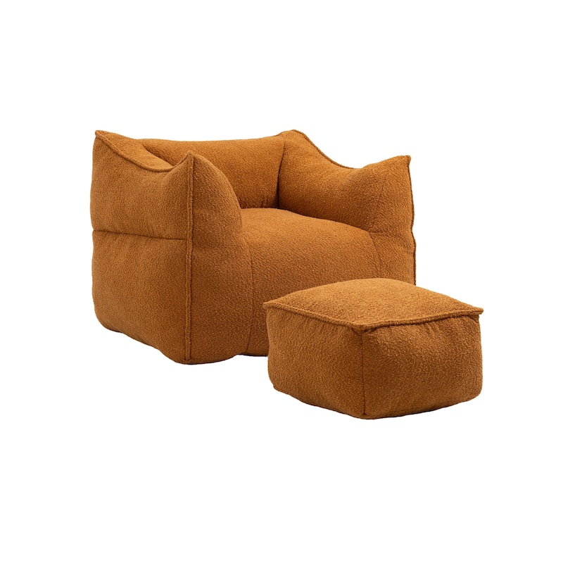 GDFStudio - COOLMORE Boucle Bean Bag Chair with Memory Foam Filling for Ultimate Comfort