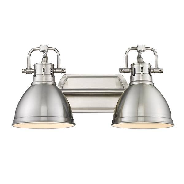 slide 2 of 8, Golden Lighting Duncan 2 Light 17" Wide Bathroom Vanity Light Pewter / Pewter