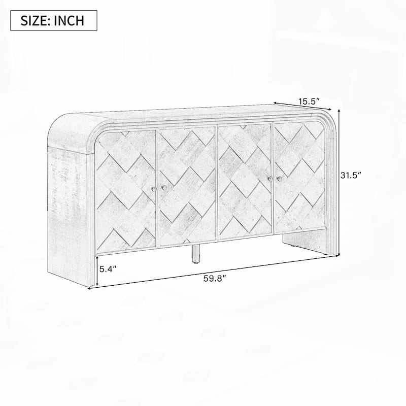 Solid Wood VeneerMDF Sideboard for Hallways