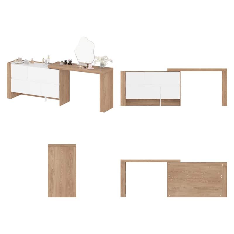83.8" Multi-Functional Home Office Desk - Easy to Clean Dresser Table