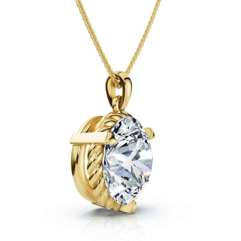 Bliss Diamond 1Ct Solitaire Braided Diamond Pendant Gold 18" Necklace Lab Grown EF/VS - Yellow