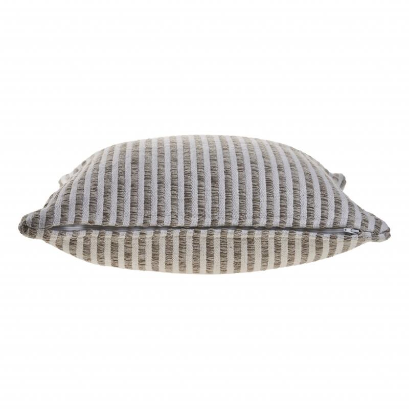 HomeRoots 22" X 22" Beige And Cream 100% Cotton Striped Zippered Pillow