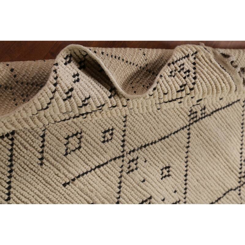 Trellis Moroccan Area Rug Hand-Knotted Geometric Wool Carpet - 6'0"x 9'8"