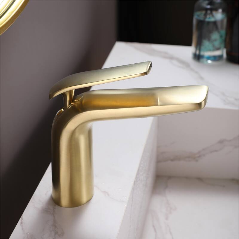 Luxury Gold Waterfall Bathroom Faucet Single Hole with Single Handle