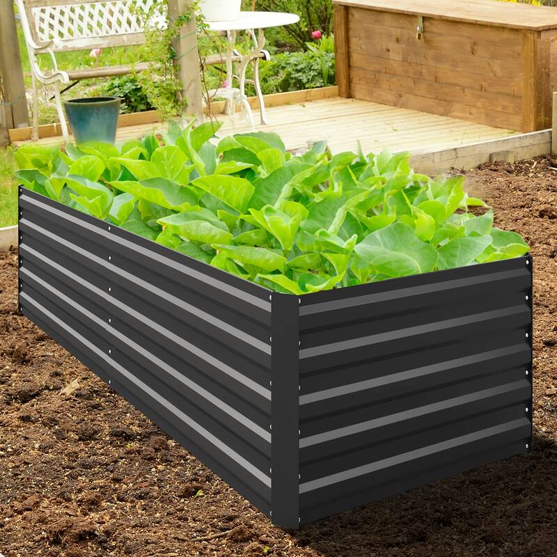 Moasis Outdoor Metal Raised Garden Bed with Gloves