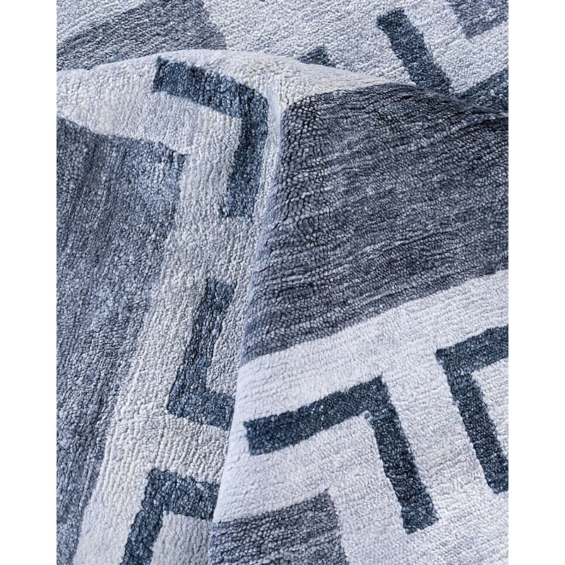 Modern One-of-a-Kind Hand-Knotted Area Rug, Blue - 9' 0" x 11' 10"