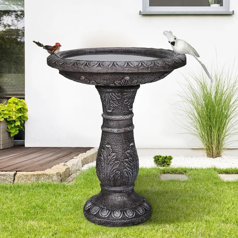 24.4 Inch H Outdoor Bird Bath - Concrete Large Bird Bath for Garden