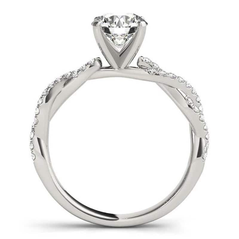 Auriya 14k Gold 3/4ctw Twisted Moissanite and Diamond Engagement Ring 1/5ct TDW