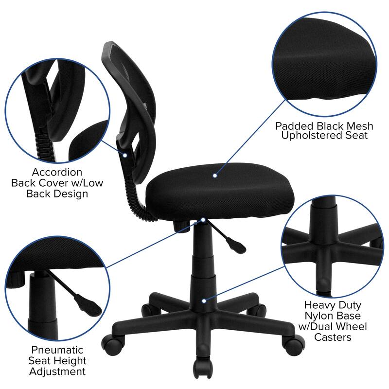 Low Curved Back Mesh Swivel Task Office Chair
