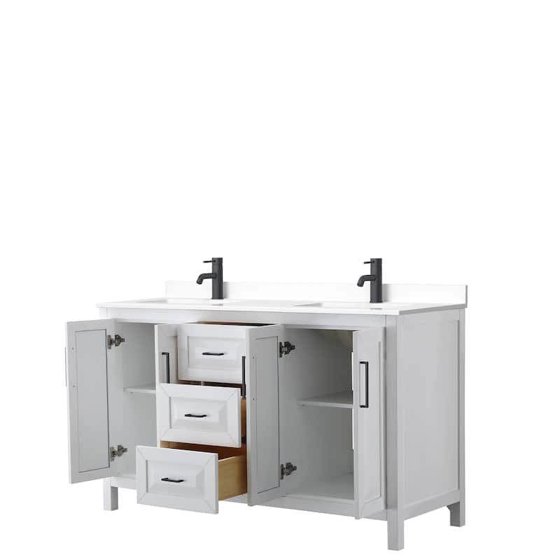 Daria 60 Inch Double Vanity, Cultured Marble Top