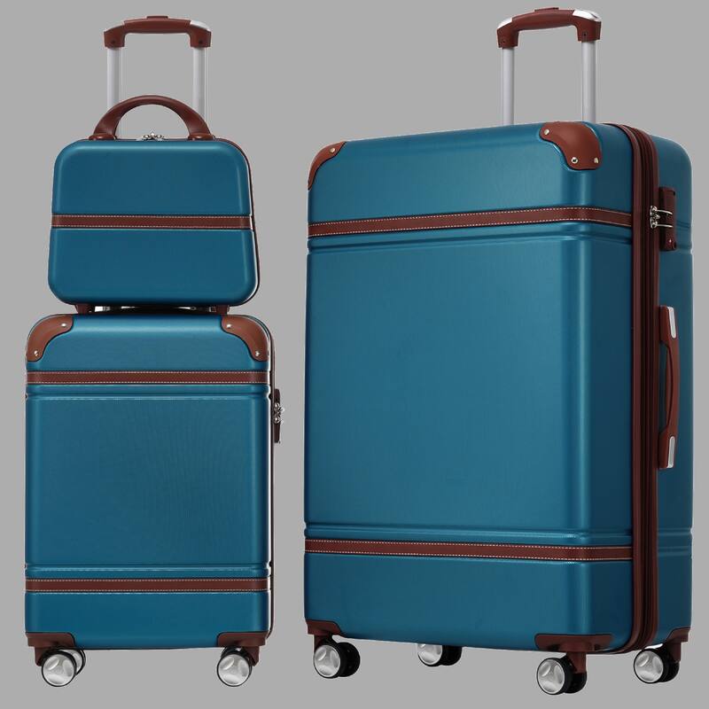 Lightweight 3-Piece Hardside Luggage Set with TSA Lock, 20" & 28" Spinner Suitcases & Cosmetic Case