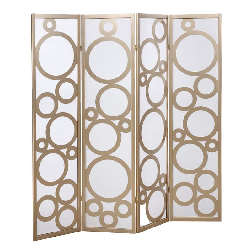 Arvada 4-Panel Wood Room Divider with Circle Pattern