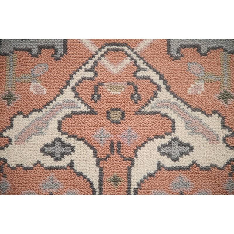 Floral Peach Oushak Style Runner Rug Hand-knotted Wool Carpet - 2'7"x 8'2"