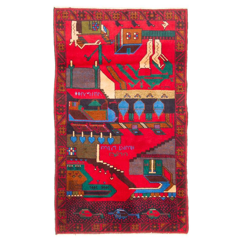 ECARPETGALLERY Hand-knotted Teimani Red Wool Rug - 2'9 x 4'9