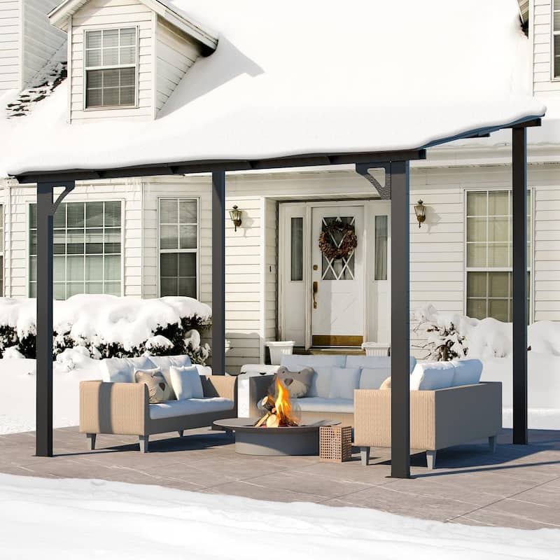 8x10ft Wall Mounted Gazebos Pergola, Outdoor Lean to Gazebo Awnings