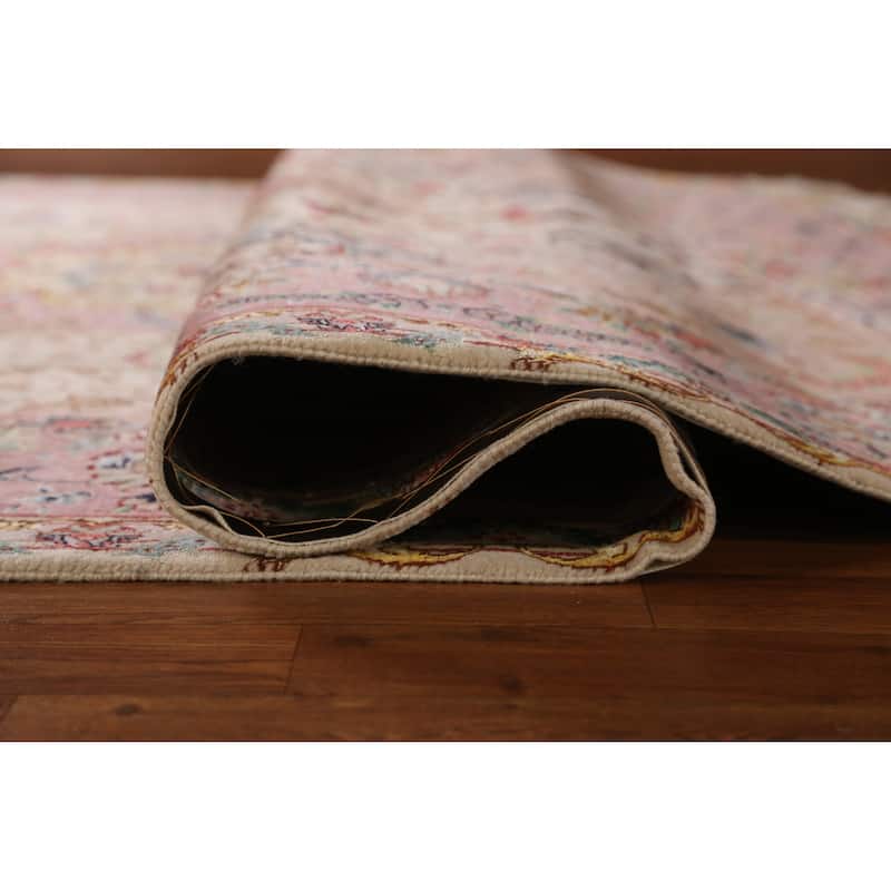 Hand Knotted Oriental Wool & Silk Carpet Traditional Floral Beige & Ivories Tabriz Area Rug - 10' 4'' X 6' 6''