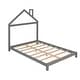 preview thumbnail 6 of 8, Gray Full Size Full Size House Bed with Trundle and Roof for Children