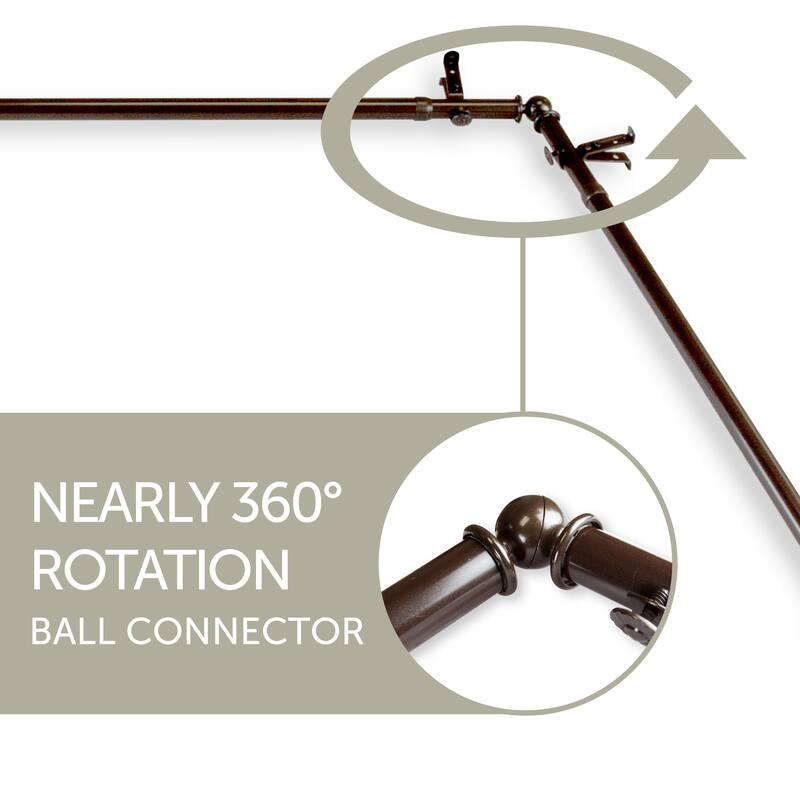 InStyleDesign 13/16" Charlie 5-Sided Bay Window Curtain Rod (18-28 inch each side)