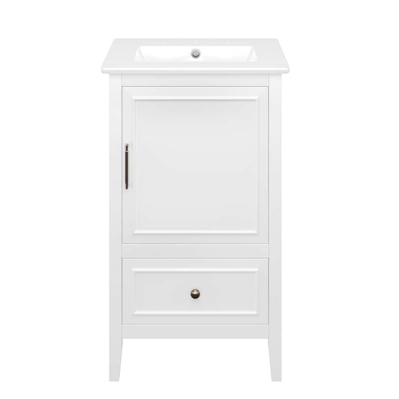 GDFStudio - Genevieve 20" Bathroom Vanity with Ceramic Sink, Soft Closing Door, Storage Rack & Drawer