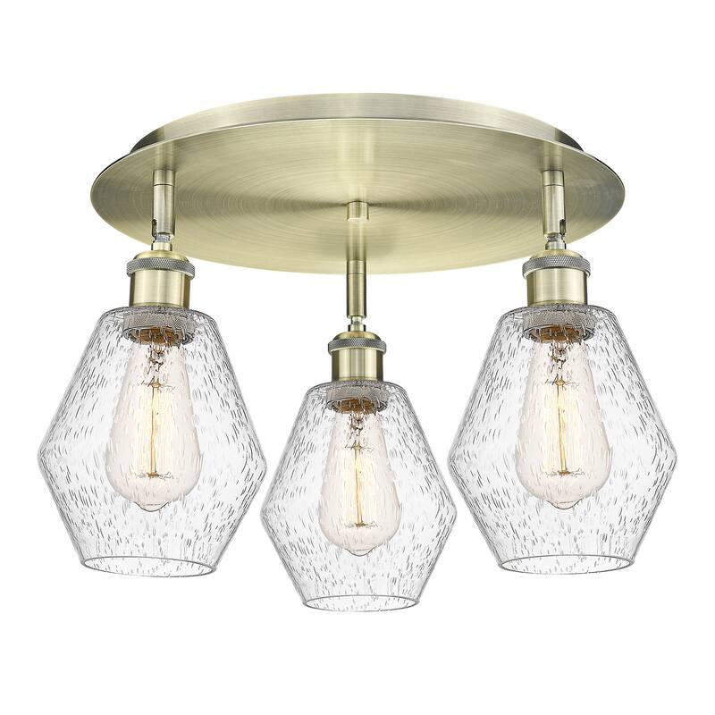 Innovations Lighting Cindyrella - 3 Light 18" Flush Mount - Antique Brass/Seedy