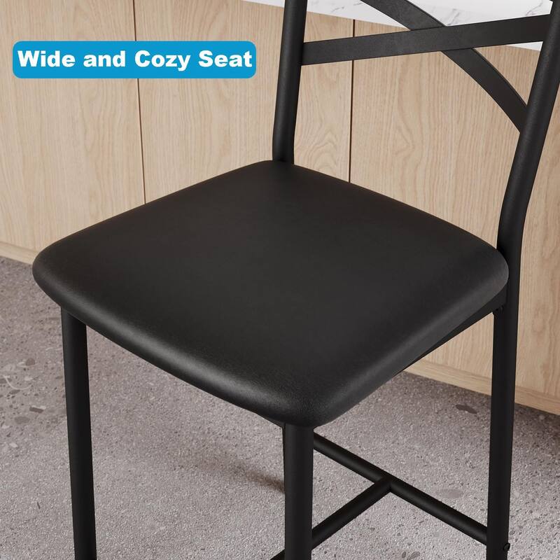 3 Piece Bar Table Set with 2 Upholstered Chairs for Apartment