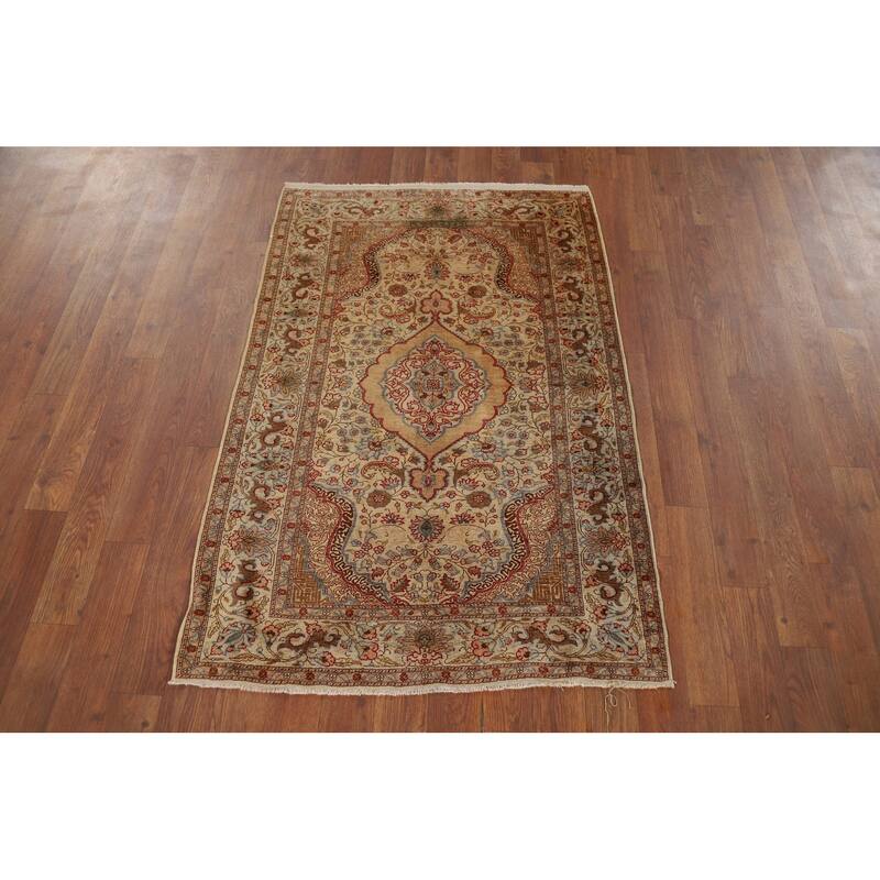 Hereke Vegetable Dye Turkey Foyer Rug Handmade Silk Carpet - 2'8" x 3'11"
