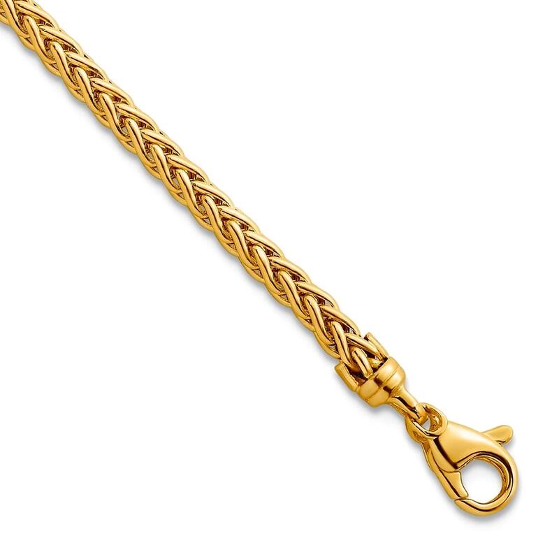 Curata 14k Yellow Gold Italian 7.5" 3.1mm Round Wheat Statement Bracelet